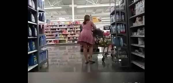 Red bone Ebony upskirt in Walmart